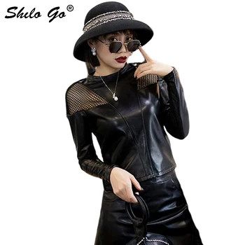 Sexy Hollow louses Women Summer Transparent Shoulder Long Sleeve Spliced Sheepskin Genuine Leather Shirts Slim Female Top Shirts
Sexy Hollow louses Women Summer Transparent Shoulder Long Sleeve Spliced Sheepskin Genuine Leather Shirts Slim Female Top Shirts