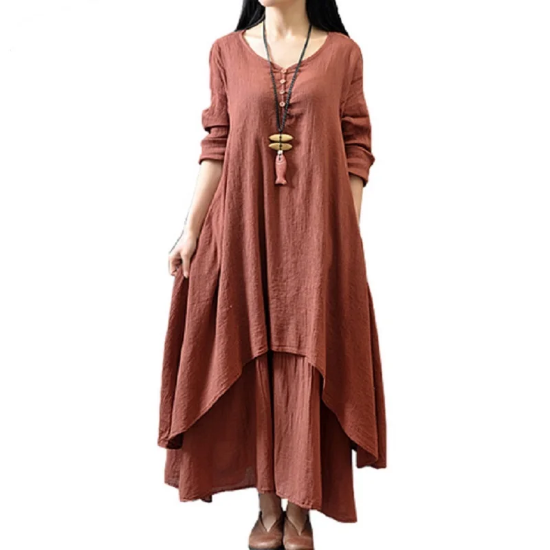 Naiveroo Vintage Women Cotton Linen Boho Long Maxi Dress Vestidos Spring Loose Full Sleeve V Neck Button Dresses Plus Size 5X
Naiveroo Vintage Women Cotton Linen Boho Long Maxi Dress Vestidos Spring Loose Full Sleeve V Neck Button Dresses Plus Size 5X