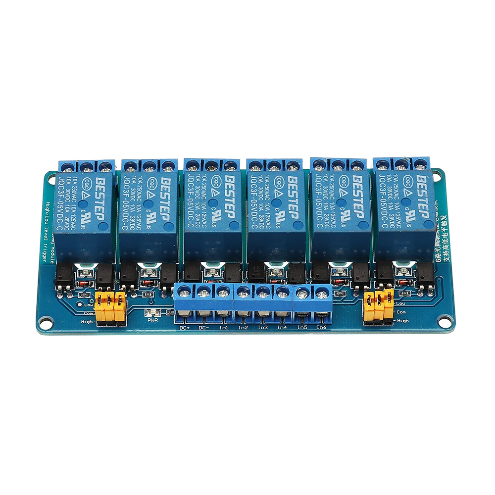 6 Channel 5V Relay Module Board Shield with Optocoupler Support High and Low Level Trigger for Arduino
6 Channel 5V Relay Module Board Shield with Optocoupler Support High and Low Level Trigger for Arduino