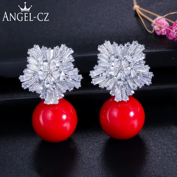 ANGELCZ 2019 Christmas Party Design Full Micro Pave Luxury Cubic Zirconia Snowflake Stud Earrings With Pearl Women Jewelry AE120
ANGELCZ 2019 Christmas Party Design Full Micro Pave Luxury Cubic Zirconia Snowflake Stud Earrings With Pearl Women Jewelry AE120