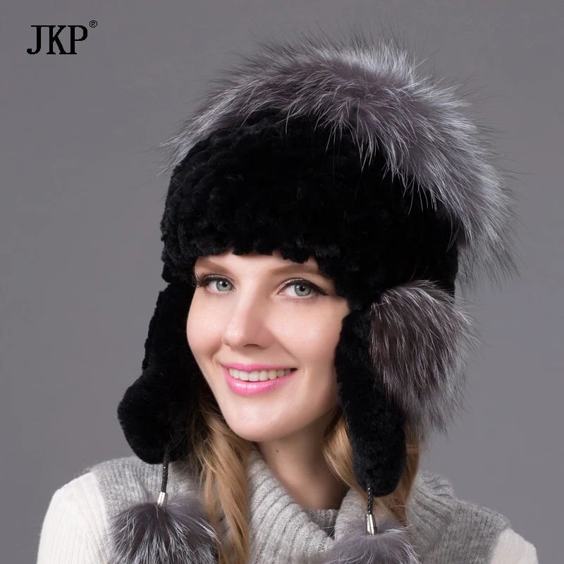 Autumn and winter hat ear warm hat Ms. Rex hair thicker knit hat rabbit fox fur hatTHY-34
Autumn and winter hat ear warm hat Ms. Rex hair thicker knit hat rabbit fox fur hatTHY-34