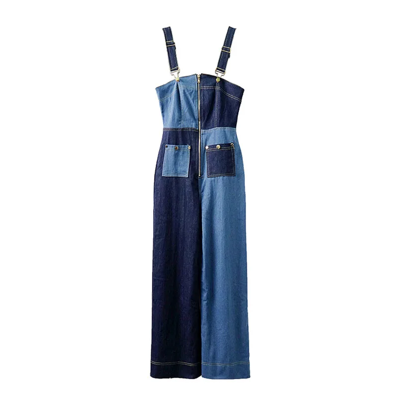 PERHAPS U blue denim bib overall dungarees Salopette full length pockets patchwork J0088
PERHAPS U blue denim bib overall dungarees Salopette full length pockets patchwork J0088