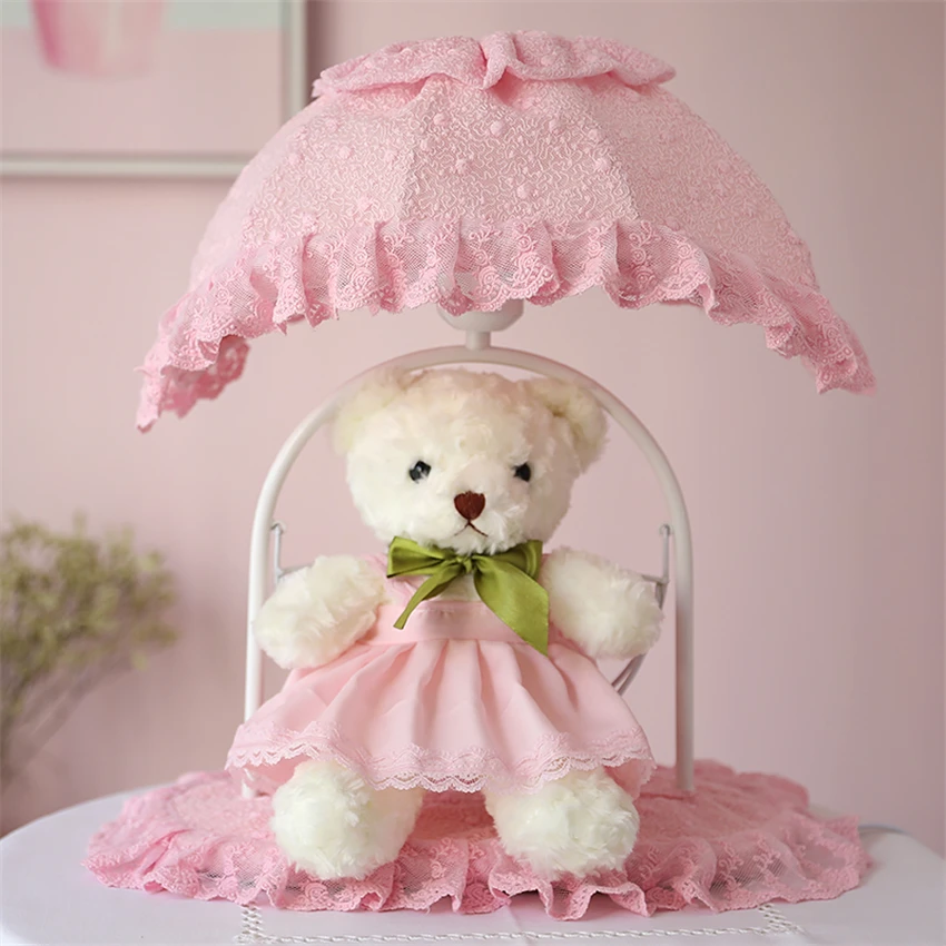 Cute Birthday Gift Table Lamp Cartoon Girl Princess Room Pink Bear Lace Cloth Shade Children Table Light Bedroom Bedside Lamp
Cute Birthday Gift Table Lamp Cartoon Girl Princess Room Pink Bear Lace Cloth Shade Children Table Light Bedroom Bedside Lamp