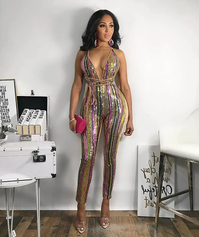 2019 Club Sequins Jumpsuits Deep V Neck Spaghetti Straps Rompers Sexy Women Party Playsuits eDressU Sparkle Pantsuits ME-Q176
2019 Club Sequins Jumpsuits Deep V Neck Spaghetti Straps Rompers Sexy Women Party Playsuits eDressU Sparkle Pantsuits ME-Q176