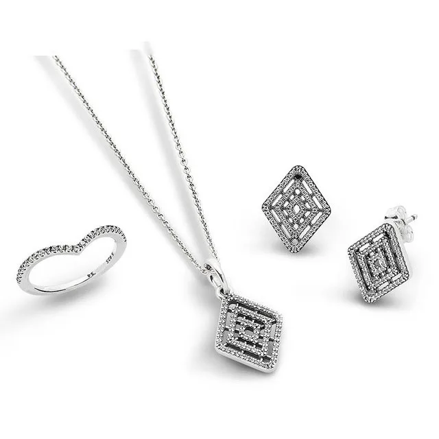 Fanier 100% 925 Sterling Silver B800971 Square Paste And Tile Pink Ping Toy