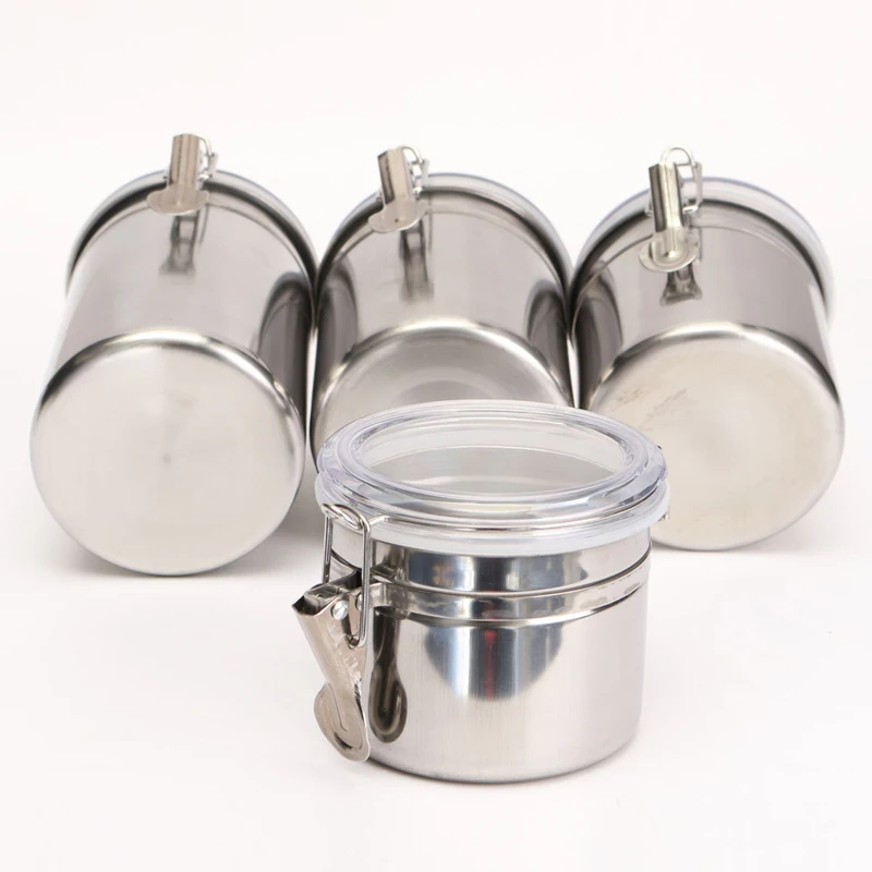 Stainless Steel Airtight Sealed Canister Coffee Flour Sugar Tea Container Holder