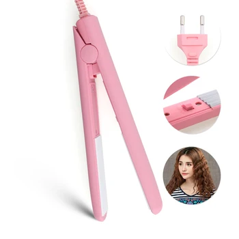 LadyMisty Mini Curls Hair Straightener Iron Pink Ceramic Electronic Chapinha Nano