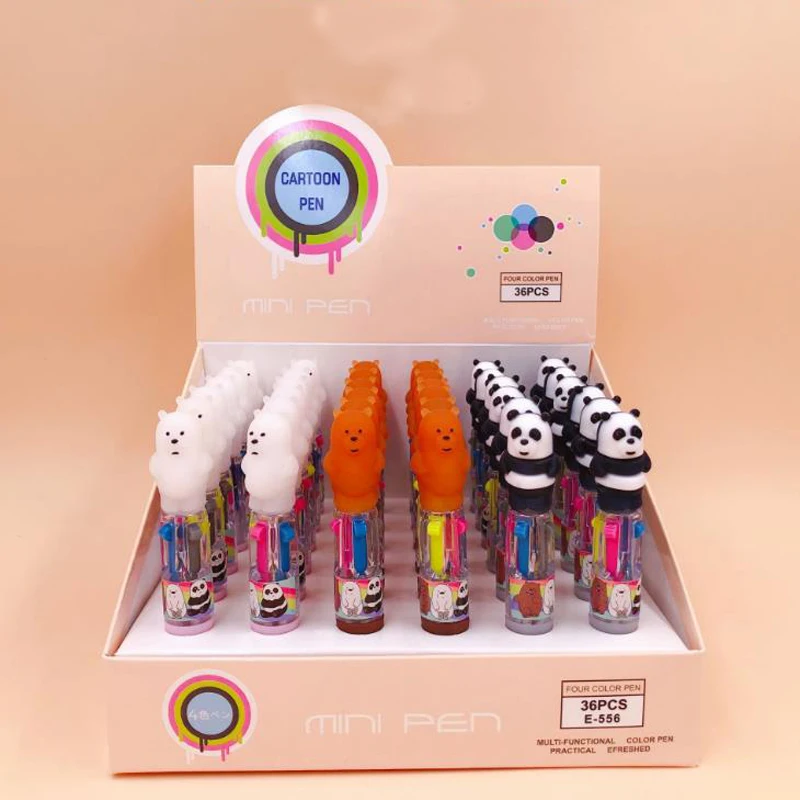 4 Pcs/set Cartoon Mini Bare Bear Silicone Head 4 Colors Press Ballpoint Pens Ball Pens for Writing Students Gift Stationery
4 Pcs/set Cartoon Mini Bare Bear Silicone Head 4 Colors Press Ballpoint Pens Ball Pens for Writing Students Gift Stationery