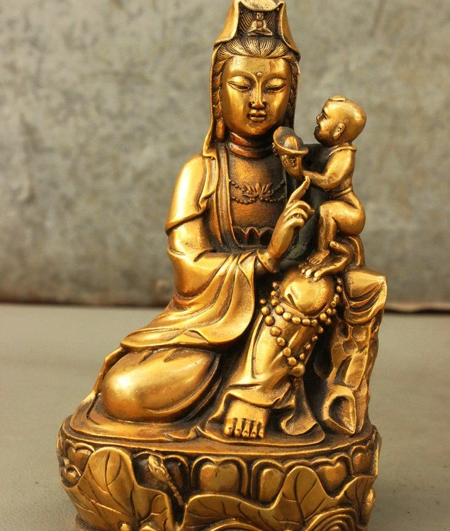 8" Old China Buddhism Bronze Gilt Kwan-yin Guanyin Kid YuanBao Buddha Sit Statue
8" Old China Buddhism Bronze Gilt Kwan-yin Guanyin Kid YuanBao Buddha Sit Statue