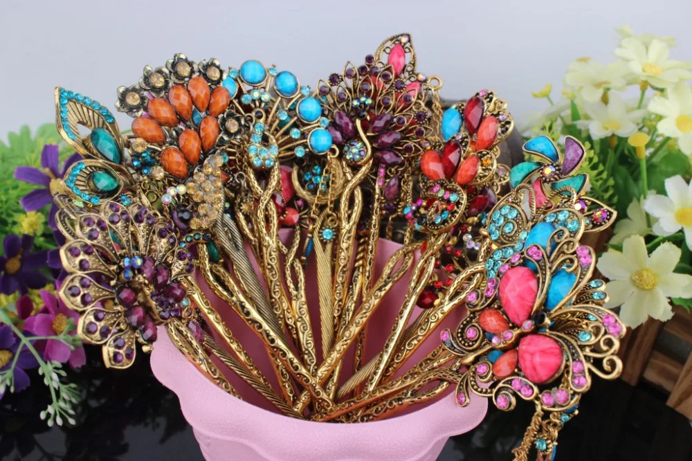 Mix 10pcs Multicolor bohemian rhinestone alloy metal hairpin, vintage hair stick ethnic Hairwear antique jewelry Chinese fashion
Mix 10pcs Multicolor bohemian rhinestone alloy metal hairpin, vintage hair stick ethnic Hairwear antique jewelry Chinese fashion