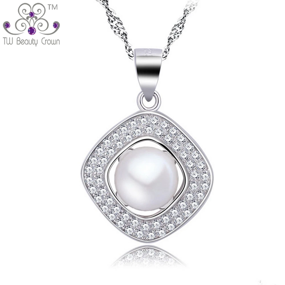 Real 925 Sterling Silver Luxury Micro Paving Rhombus White Cubic Zirconia Natural Freshwater Pearl Pendant Necklaces For Women
Real 925 Sterling Silver Luxury Micro Paving Rhombus White Cubic Zirconia Natural Freshwater Pearl Pendant Necklaces For Women