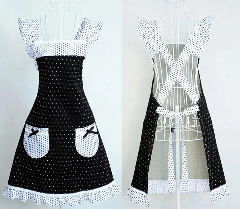 Princess Frill Lace Black White Polka Dot Kitchen Cooking Aprons for Women with Pockets Cross Back Drop Shipping
Princess Frill Lace Black White Polka Dot Kitchen Cooking Aprons for Women with Pockets Cross Back Drop Shipping