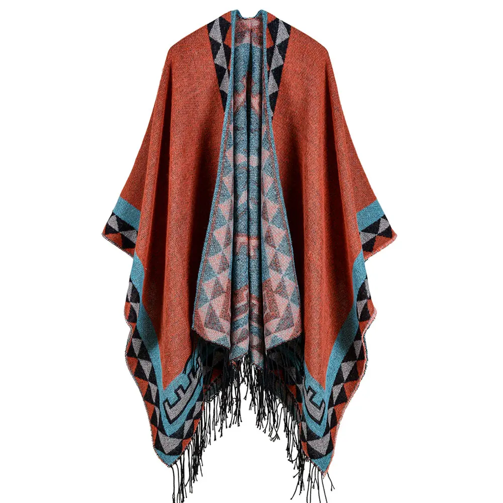 mix/_lot Nouvelle Cascade de Femmes Dames Poncho Hiver au Chaud tricot/é Cardigan azt/èque Diamant imprim/é /à Rayures de Pierre Casual Wear Taille 36-42