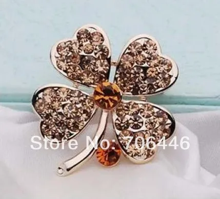 Брошь в форме листа клевера золотого цвета|pin brooch|flower pin broochflower |