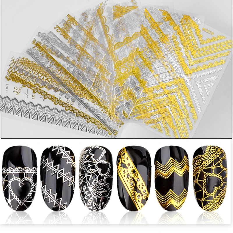 1 Sheet BORN QUEEN Adhesive Gold Silver Metal 3D Nail Sticker Lace Heart Triangle Nail Art Decal
1 Sheet BORN QUEEN Adhesive Gold Silver Metal 3D Nail Sticker Lace Heart Triangle Nail Art Decal
