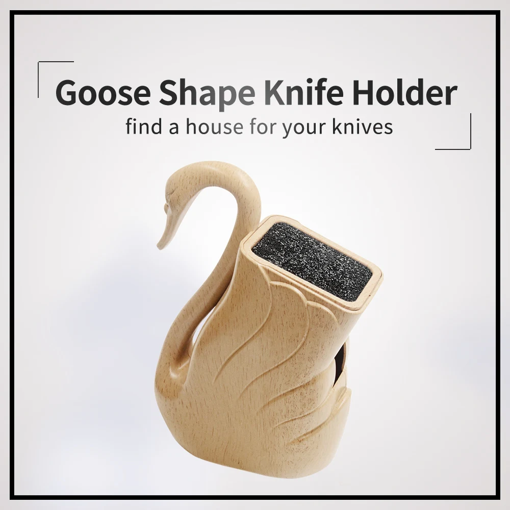 Qing Goose Shape Plastic Universal Cooking Knife Holder Ceramic Damascus Stainless Steel Kitchen Knife Stand Block Tools Holder
Qing Goose Shape Plastic Universal Cooking Knife Holder Ceramic Damascus Stainless Steel Kitchen Knife Stand Block Tools Holder