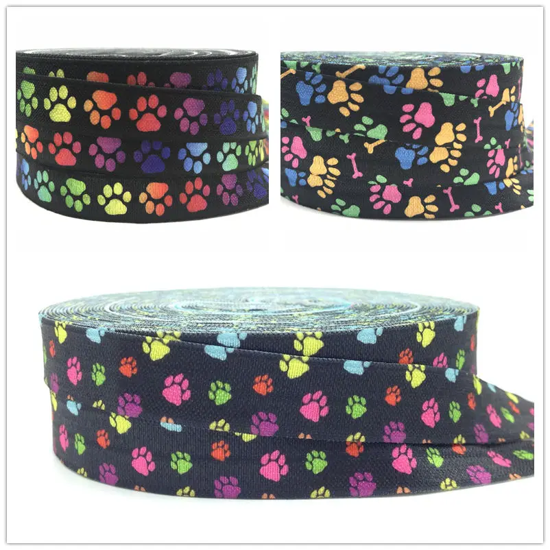 15mm Colorful Dog and Bear Footprint Printed Fold over ealstic FOE Ribbon Hair Bands Diy Holiday Birthday Decoration Accessriose
15mm Colorful Dog and Bear Footprint Printed Fold over ealstic FOE Ribbon Hair Bands Diy Holiday Birthday Decoration Accessriose