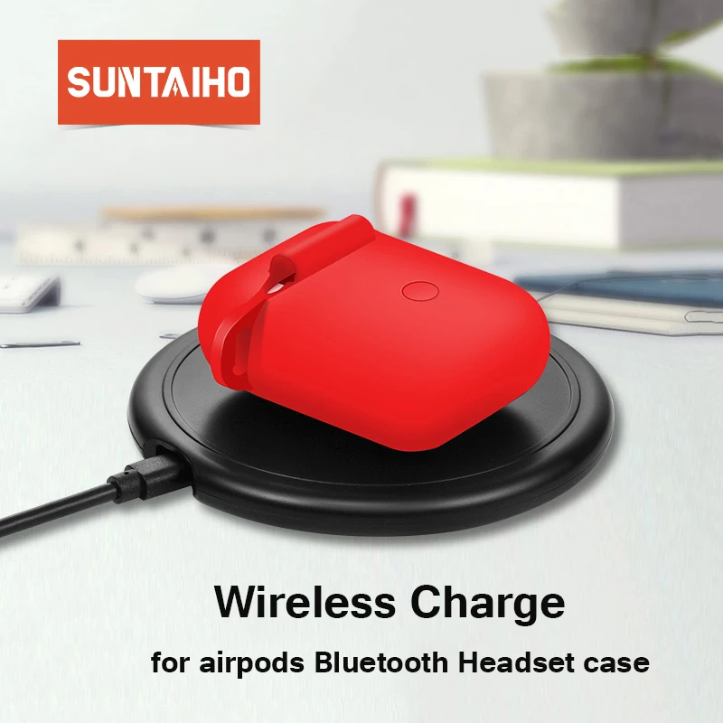 Чехол Suntaiho для Airpods беспроводное зарядное устройство Qi Apple airpods чехол наушников с