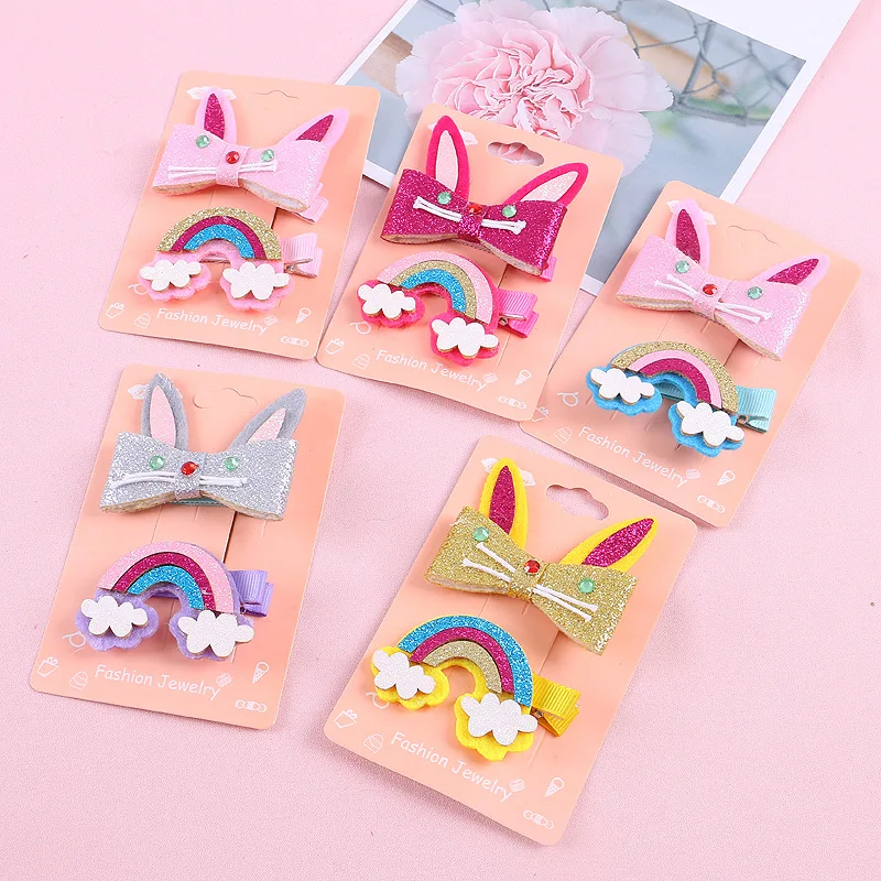 2pcs Non-woven fabric Cat Hair Clip for Girl Hanmade Rainbow Hairpins Child Hairgrips Side Clip Headwear School Headdress
2pcs Non-woven fabric Cat Hair Clip for Girl Hanmade Rainbow Hairpins Child Hairgrips Side Clip Headwear School Headdress