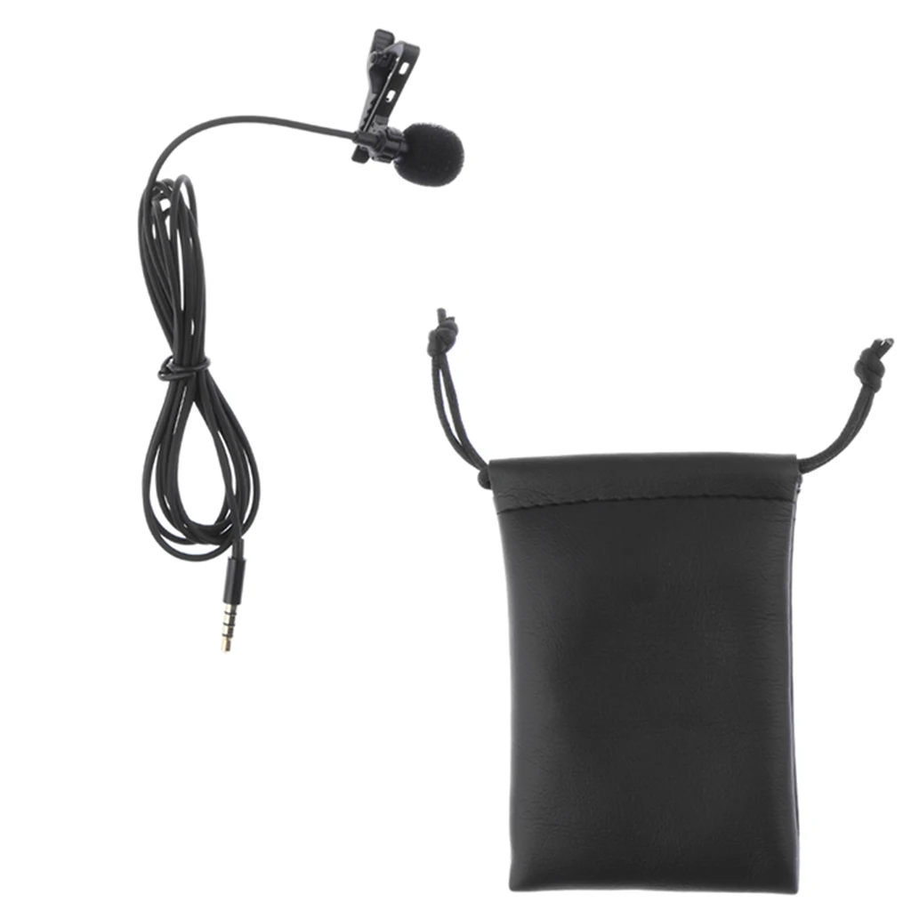 Wired 3.5mm Lapel Lavalier Microphone Condenser Mic with Small Bag for Audio Smartphone Recording