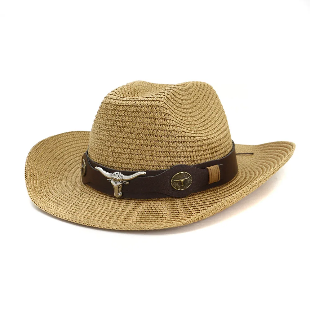 Celerhuak Cappelli da Cowboy in Paglia per Bambini Cappello da Bagnino in Paglia per Ragazzi Ragazze Uomini Cappello da Cowboy in Paglia Cappello da Panama allaperto Cappello da Sole Lama da Sole