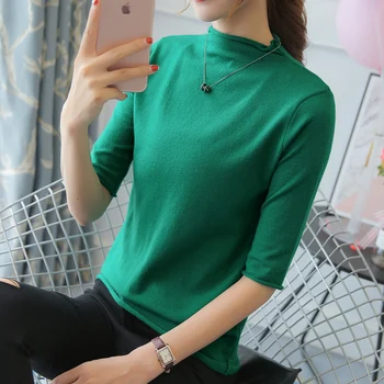 2019 Mid-sleeve women's half-neck turtleneck sweater head new base sweater sexy casual tight-fitting soft half-sleeve shirt
2019 Mid-sleeve women's half-neck turtleneck sweater head new base sweater sexy casual tight-fitting soft half-sleeve shirt