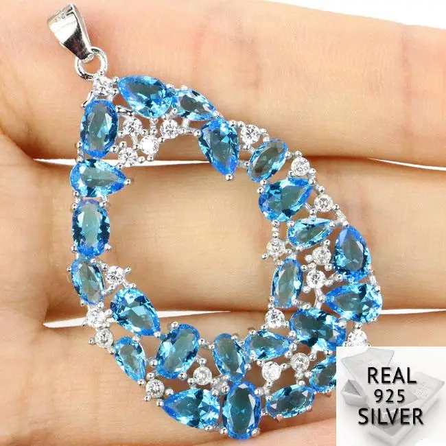 Guaranteed Real 925 Solid Sterling Silver 5.0g Long Big Heavy Paris Blue Topaz CZ Ladies Gift Pendant 47x28mm
Guaranteed Real 925 Solid Sterling Silver 5.0g Long Big Heavy Paris Blue Topaz CZ Ladies Gift Pendant 47x28mm