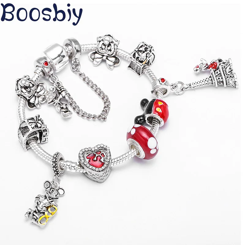 Boosbiy Vintage Silver Plated Charm Bracelet With Mickey Minnie Crystal Beads Brand Bracelet For Women Kids Jewelry Gifts
Boosbiy Vintage Silver Plated Charm Bracelet With Mickey Minnie Crystal Beads Brand Bracelet For Women Kids Jewelry Gifts