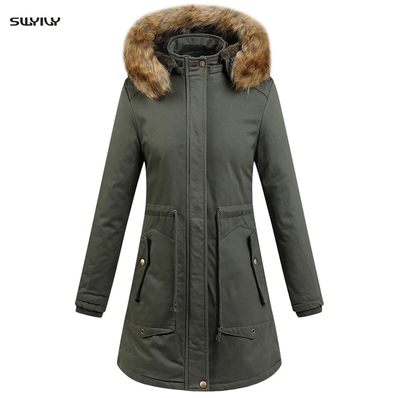 SWYIVY Long Hooded Coat Winter Cotton Coat Women Slim Snow Outwear For Woman Jacket Thick Cotton Padded Warm Cotton Parkas Women 
SWYIVY Long Hooded Coat Winter Cotton Coat Women Slim Snow Outwear For Woman Jacket Thick Cotton Padded Warm Cotton Parkas Women
