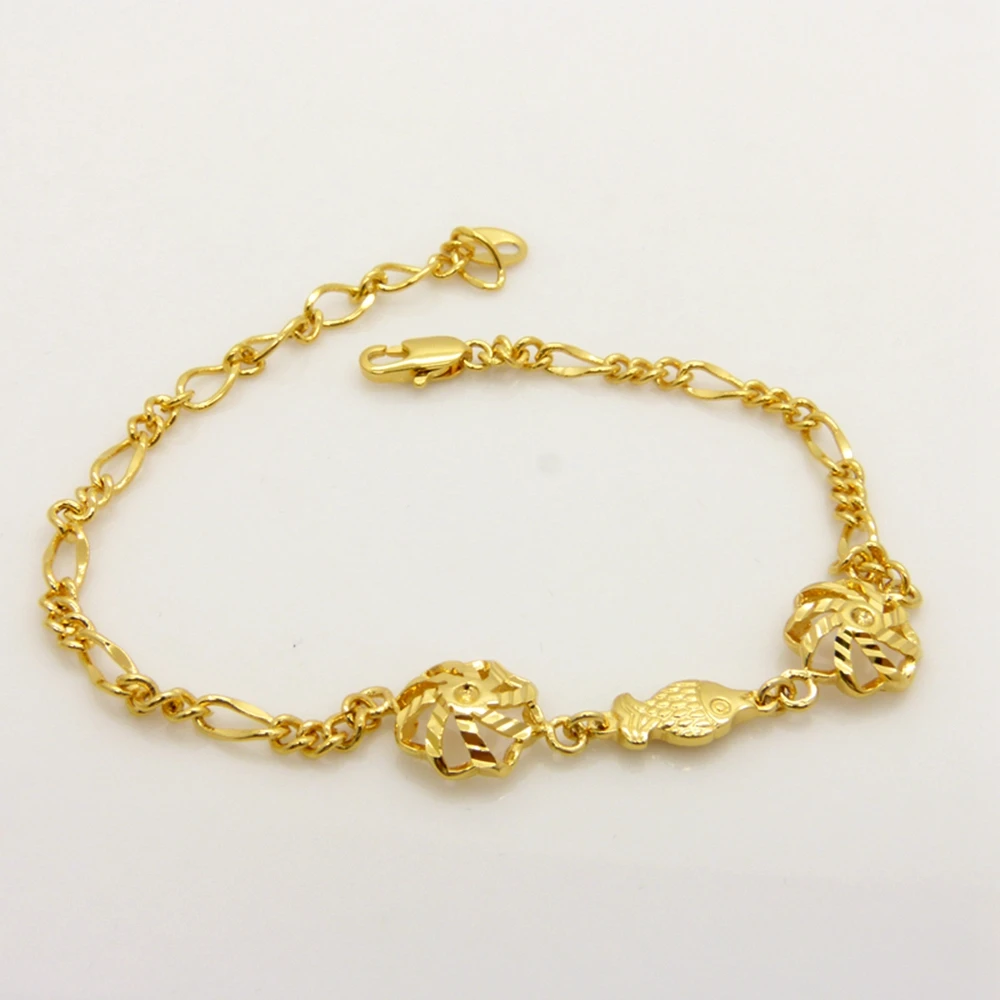 2-Flower Fish Patterned Lovely Bracelet Yellow Gold Filled Chain Bracelet Anklet For Women
2-Flower Fish Patterned Lovely Bracelet Yellow Gold Filled Chain Bracelet Anklet For Women