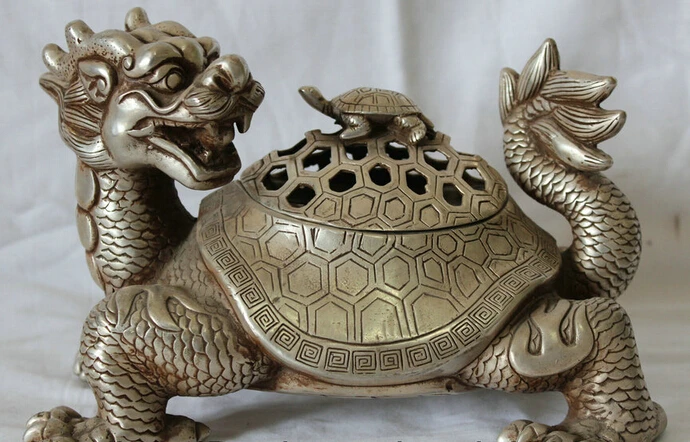 JP S0524 10" Chinese Palace Fengshui Silver Dragon Turtle Incense Burner Censer Statue
JP S0524 10" Chinese Palace Fengshui Silver Dragon Turtle Incense Burner Censer Statue