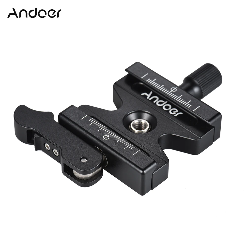 

Andoer CL-50LS Quick Release Clamp Adjustable Lever Knob-Type 1/4"&3/8" Hole for Arca Swiss Quick Release Plate Ball Head Tripod