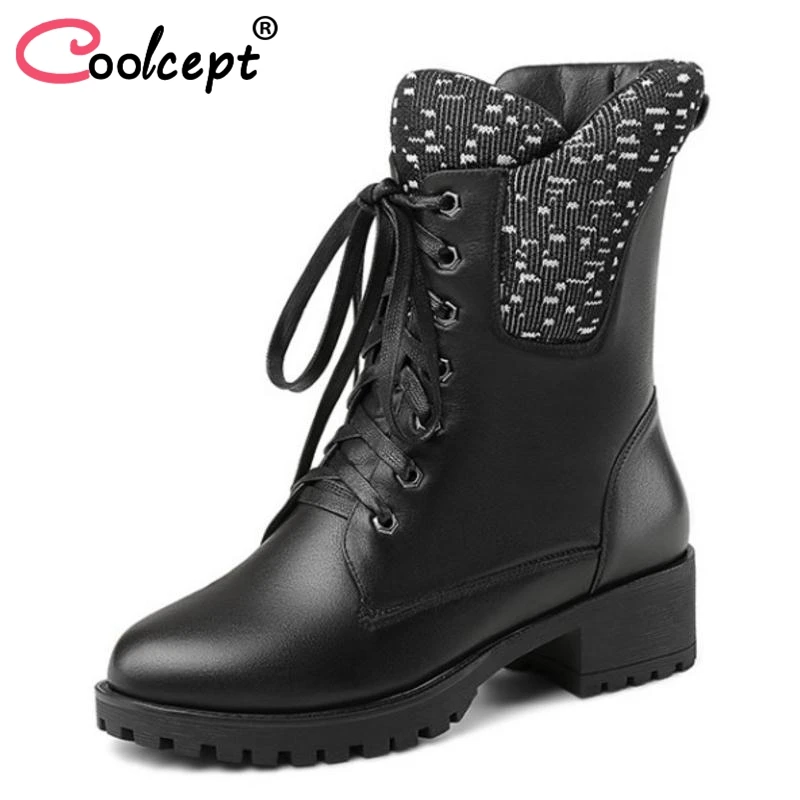 Coolcept Women High Heels Ankle Boots Real Leather Shoes Woman Lace Up Warm Fur Shoes Winter Zipper Designer Shoes Size 35-40
Coolcept Women High Heels Ankle Boots Real Leather Shoes Woman Lace Up Warm Fur Shoes Winter Zipper Designer Shoes Size 35-40
