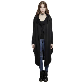 Punk Spring Darkness Irregular Inelastic Thin Fleece Classic Long Jacket Spring Pure Black Hat With A Cardigan Casual Cardigan
Punk Spring Darkness Irregular Inelastic Thin Fleece Classic Long Jacket Spring Pure Black Hat With A Cardigan Casual Cardigan