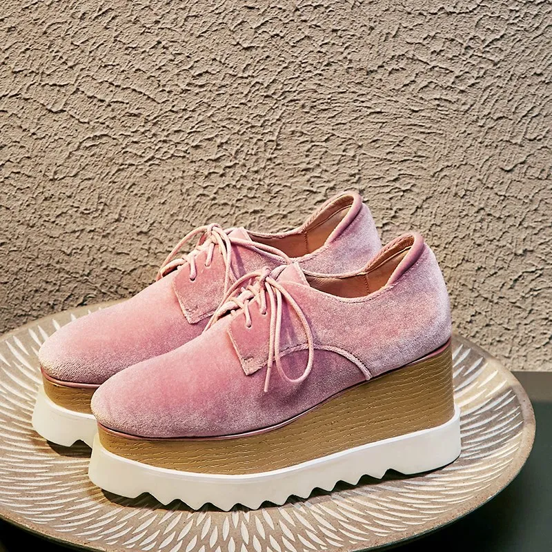 Womens Square Toe Velvet Leather Platform Wedge High Heels Shoes Lace Up Oxfords Black Pink Pumps New A1162
Womens Square Toe Velvet Leather Platform Wedge High Heels Shoes Lace Up Oxfords Black Pink Pumps New A1162