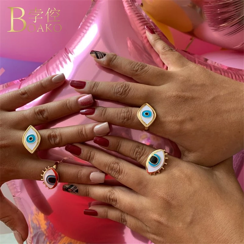 BOAKO Evil Eye Rings For Women Gold Turkey Evil Eye Ring Girl Party Jewelry Statement Rings Adjustable Party Trendy anillos Z5
BOAKO Evil Eye Rings For Women Gold Turkey Evil Eye Ring Girl Party Jewelry Statement Rings Adjustable Party Trendy anillos Z5