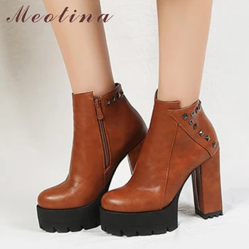 Meotina Winter Ankle Boots Rivets High Heel Platform Boots PU Leather Motorcycle Boots Zip Short Shoes Red Yellow Plus Size 9 10
Meotina Winter Ankle Boots Rivets High Heel Platform Boots PU Leather Motorcycle Boots Zip Short Shoes Red Yellow Plus Size 9 10