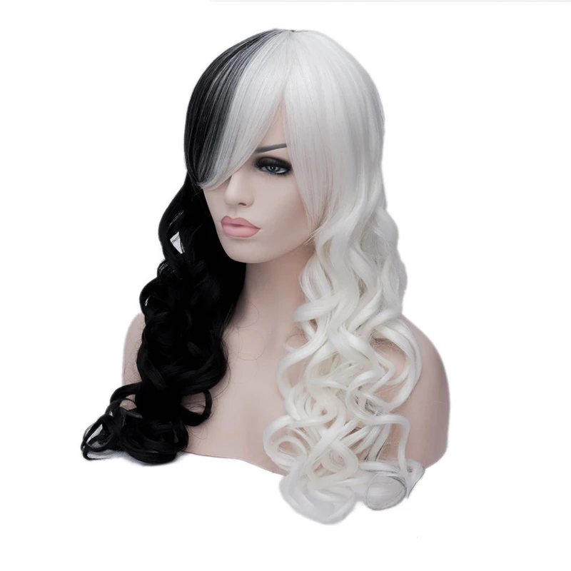 Hair Cap+Cruella Deville Side Bangs Half White and Black Layered Natural Body Wave Synthetic Cosplay Wig For Party
Hair Cap+Cruella Deville Side Bangs Half White and Black Layered Natural Body Wave Synthetic Cosplay Wig For Party