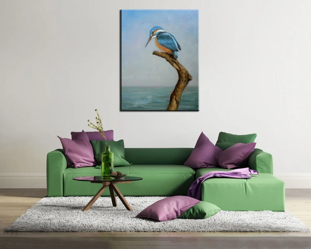 Hand Painted Beautiful Blue Bird Stand a Tree in the Sea Landscape Oil Painting on Canvas fpr Home Wall Decor Animal Picture Art
Hand Painted Beautiful Blue Bird Stand a Tree in the Sea Landscape Oil Painting on Canvas fpr Home Wall Decor Animal Picture Art