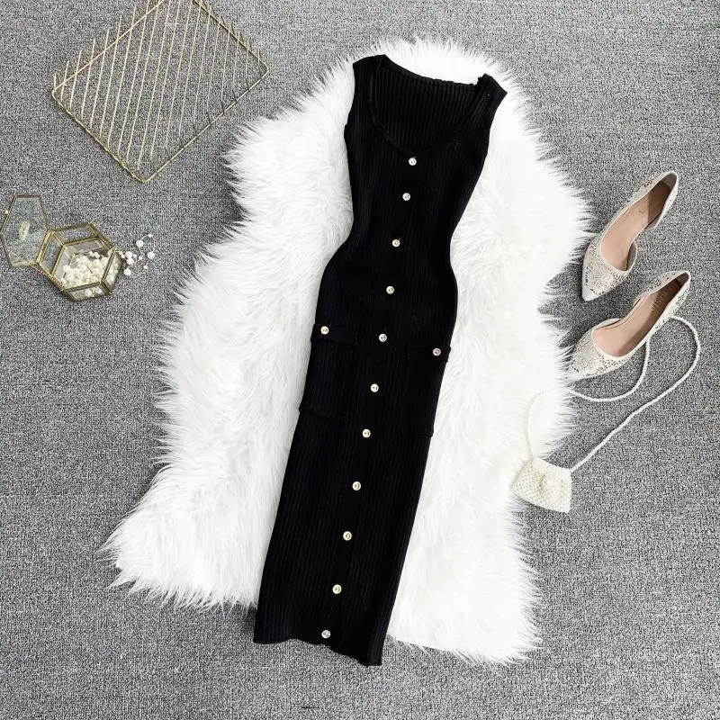New Slim Button Summer Knitted Cotton Sheath Midi Long Dress Women Tank Sundress Casual Vestido De Festa Party Bodycon Vestidos
New Slim Button Summer Knitted Cotton Sheath Midi Long Dress Women Tank Sundress Casual Vestido De Festa Party Bodycon Vestidos