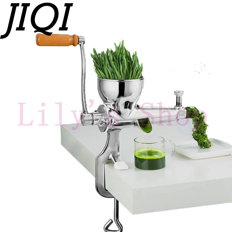 Image JIQI Hand Stainless Steel wheatgrass juicer manual Auger Slow squeezer Fruit Wheat Grass Vegetable orange juice press extractor