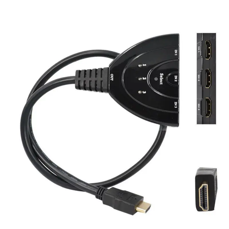 High Quality HDMI hub 3 Port 1080P HDMI Switcher Switch Splitter Hub adapter for PC HDTV DVD Xbox STB
High Quality HDMI hub 3 Port 1080P HDMI Switcher Switch Splitter Hub adapter for PC HDTV DVD Xbox STB