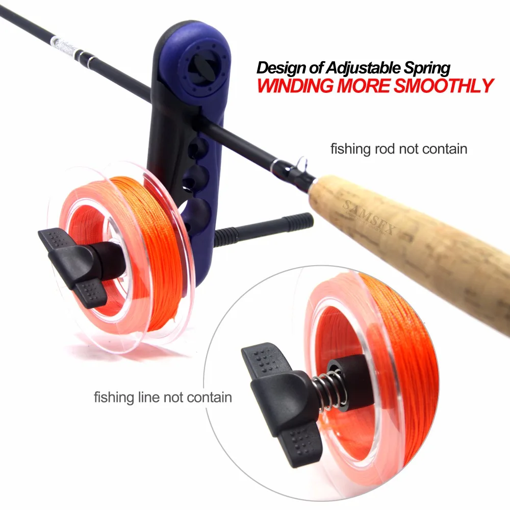 SAMSFX Fishing Portable Universal Fishing Line Spooler Adjustable for Various Sizes Rod Winder Board Spool Line Wrapper Mini Bobbin Reel Accessories