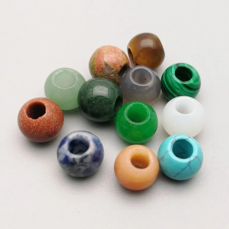

Fashion natural stone big hole beads mixed 24pcs for Jewelry making charm 12mm for bracelet Earrings accessories Free shipping