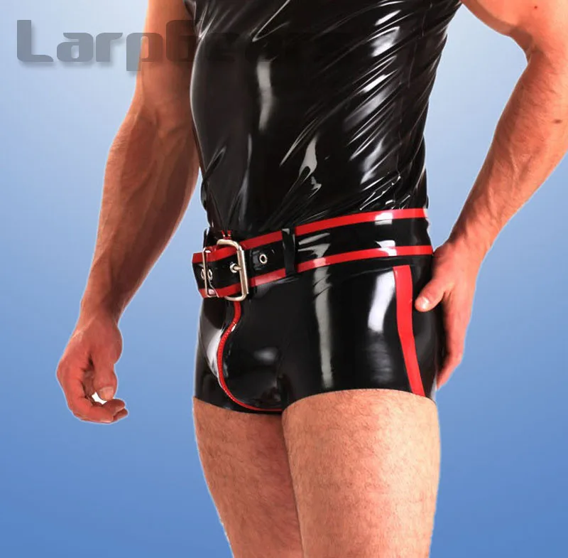 Free Shipping !! fetish man black with red strip latex boxer shorts with front zip with belt
Free Shipping !! fetish man black with red strip latex boxer shorts with front zip with belt