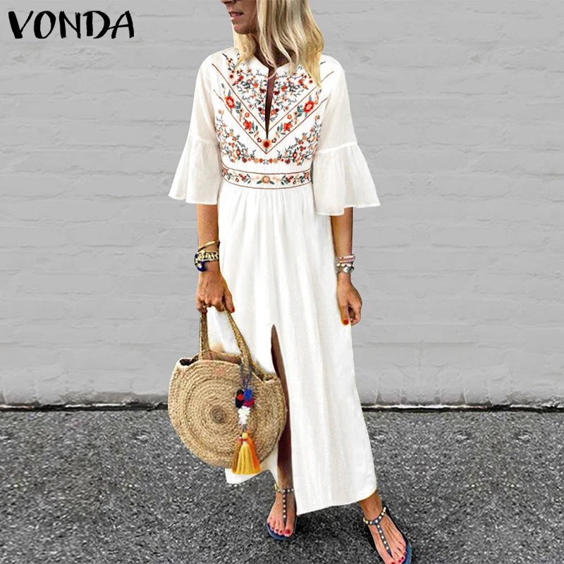 VONDA Bohemian Sexy V Neck Ruffle Sleeve Split Maxi Long Dresses Women Printd Dress 2019 Summer Holiday White Vestidos Plus Size
VONDA Bohemian Sexy V Neck Ruffle Sleeve Split Maxi Long Dresses Women Printd Dress 2019 Summer Holiday White Vestidos Plus Size