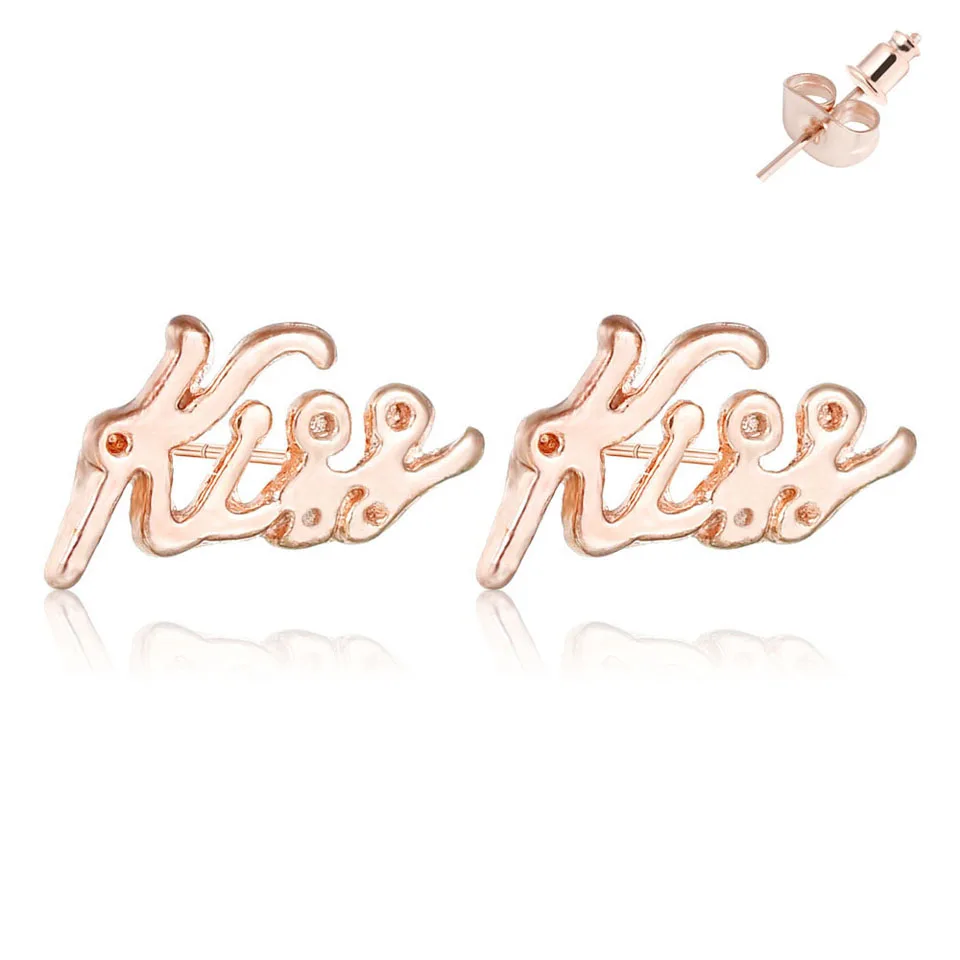 Popular Kiss Letter Stud Earring Female Personality Earings Trendy Jewelry Metal Earring Rose Gold Color Women Jewelry
Popular Kiss Letter Stud Earring Female Personality Earings Trendy Jewelry Metal Earring Rose Gold Color Women Jewelry