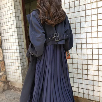 Fashion New Women Trench Coat Long Spring Autumn New Loose Long Sleeve Stitching Chiffon Windbreaker Female Thin Coat Outwear
Fashion New Women Trench Coat Long Spring Autumn New Loose Long Sleeve Stitching Chiffon Windbreaker Female Thin Coat Outwear
