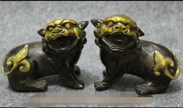 China Feng Shui Bronze Copper Gilt Wealth Foo Fu Dog Lion PiXiu Beast Statue Pair
China Feng Shui Bronze Copper Gilt Wealth Foo Fu Dog Lion PiXiu Beast Statue Pair