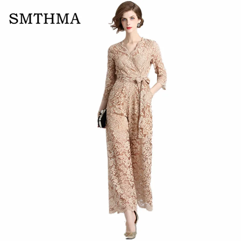 SMTHMA Spring Jumpsuit Women Lace Hollow Out Sexy V-neck rompers womens jumpsuit women Runway wide leg pants
SMTHMA Spring Jumpsuit Women Lace Hollow Out Sexy V-neck rompers womens jumpsuit women Runway wide leg pants